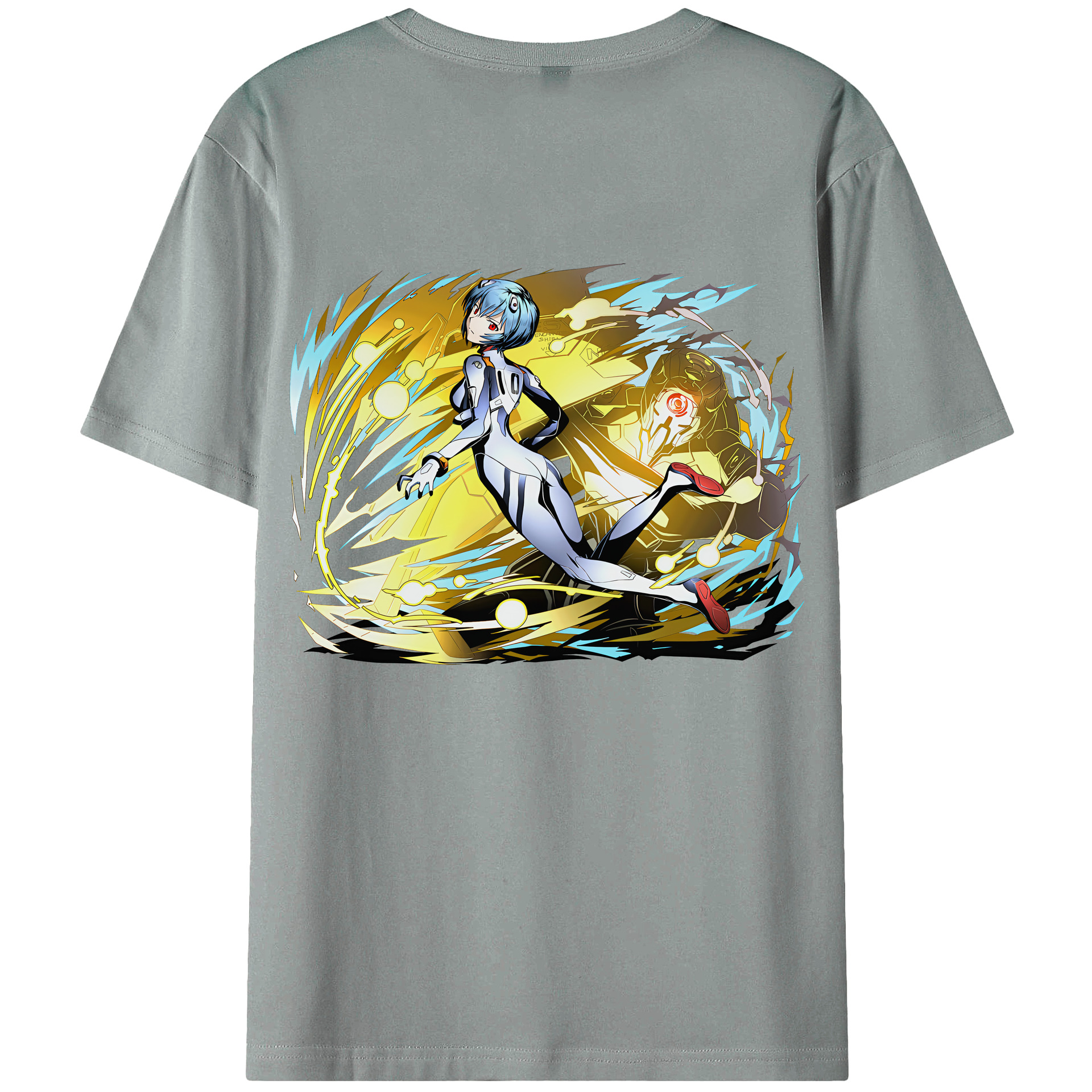 （画像用） EVA 新世紀エヴァンゲリオン 綿100％ メンズ半袖Tシャツ（バックプリント） 通気性